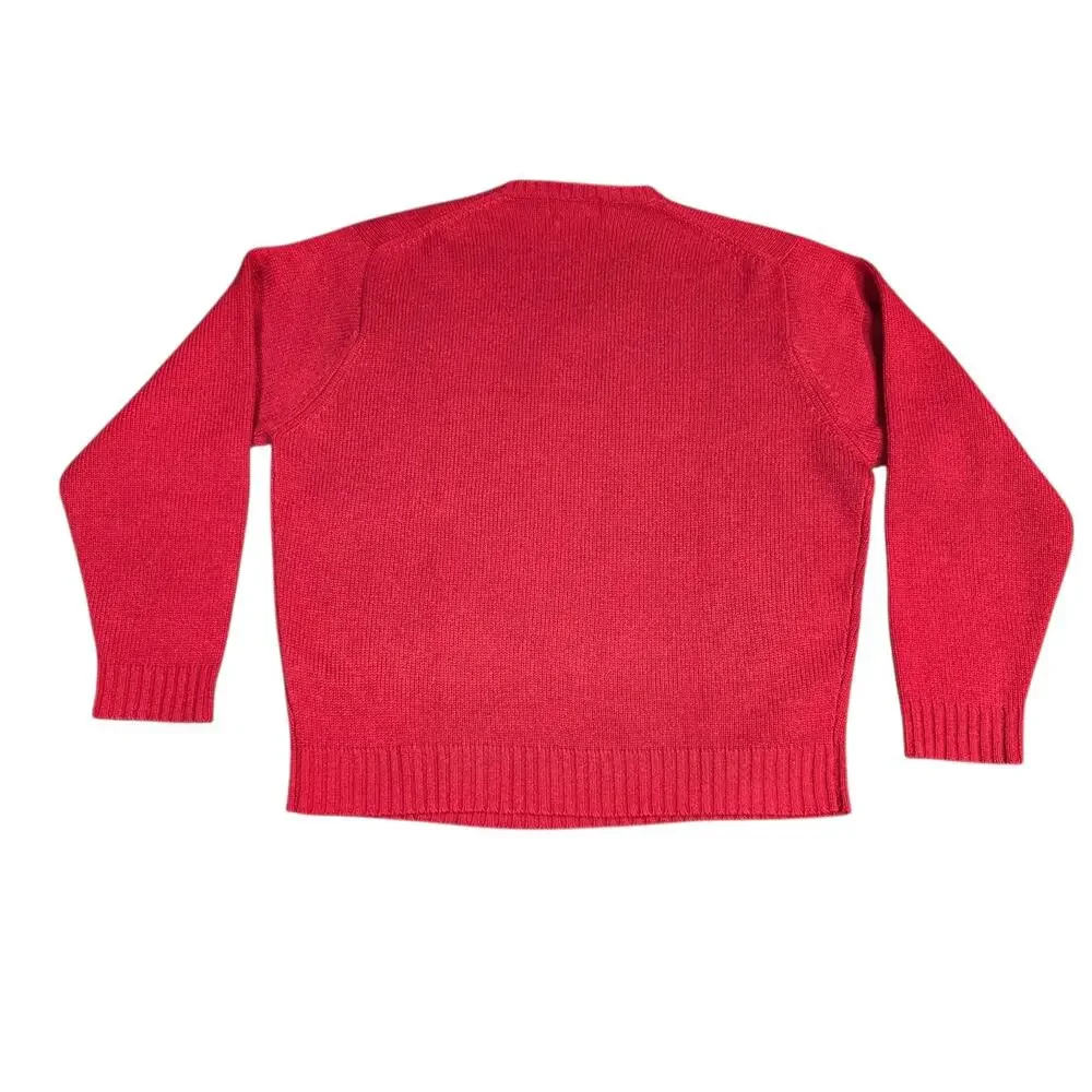 Vintage‎ Polo By Ralph Lauren Sweater Mens XL Red Lambs Wool V Neck Grandpa
